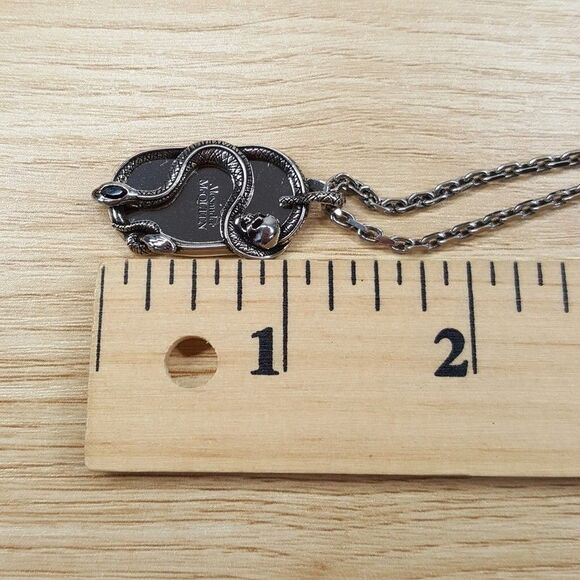 ALEXANDER MCQUEEN Mens Dog Tag Necklace Silver Tone Brass Skull & Snake $590 - Picture 8 of 11
